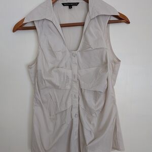 Whistles White Sleeveless Ruched Blouse